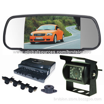 7" Digital Mirror Monitor with Clip-on Bracket, 4 Truck Parking Sensor, 7.5M Extension Cable